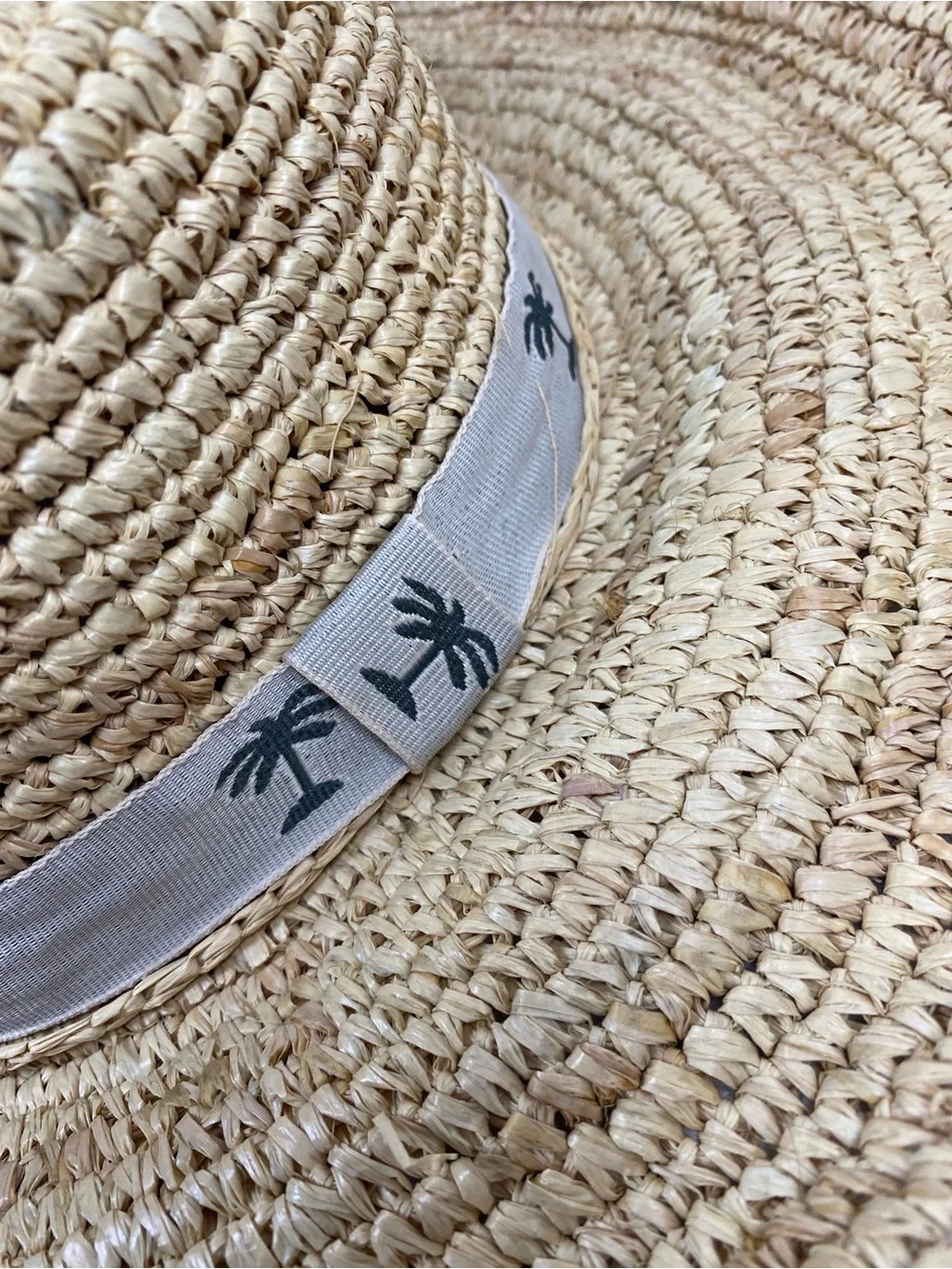 Vintage Panama Jack Straw Hat Wide Brim Palm Tree Ribbon Sun Boater Beach OSFA